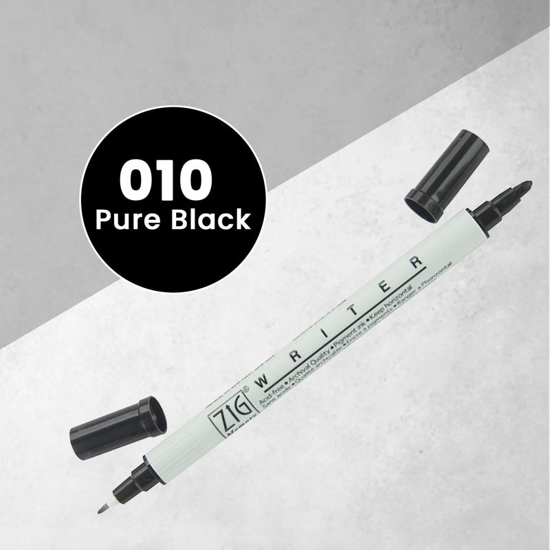 ZIG Memory System Writer Marker 010 Pure Black | Dual-Tip (0.5mm & 1.2mm) for Scrapbooking, Journaling, and Cardmaking | Acid-Free and Fade-Proof Ink - Image 2
